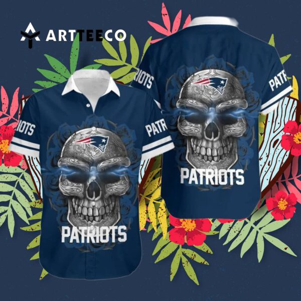 New England Patriots Sugar Skull Hawaiian Shirt 3