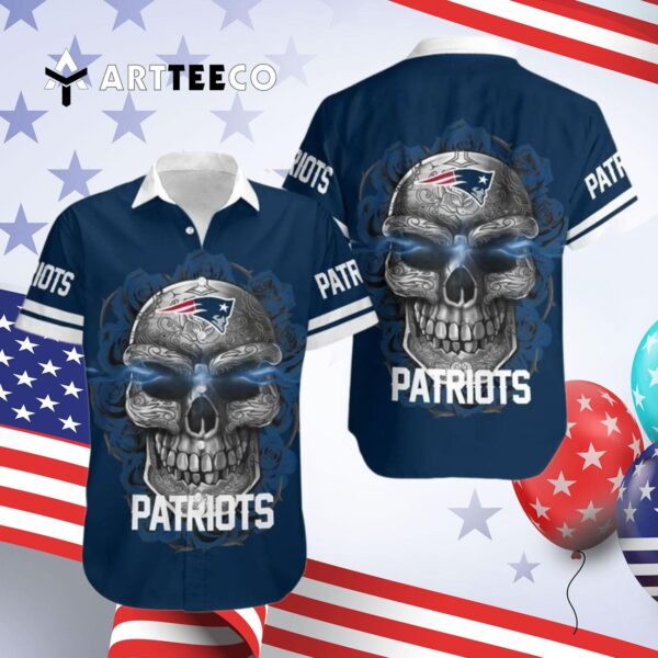 New England Patriots Sugar Skull Hawaiian Shirt 4