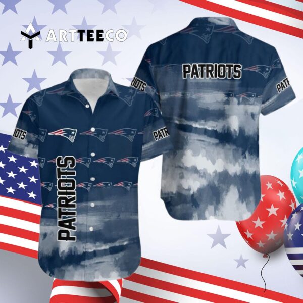 New England Patriots Team Logo Print Hawaiian Shirt 4