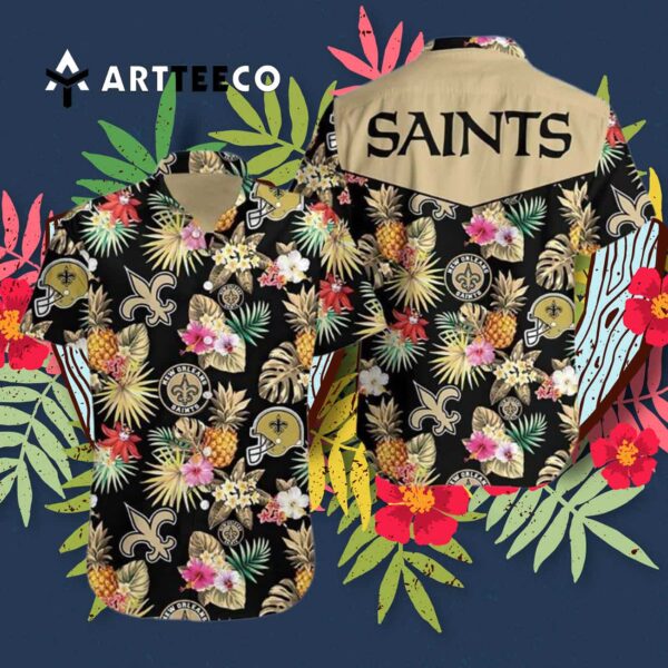 New Orleans Saints Aloha Pattern Colorful Hawaiian Shirt 3