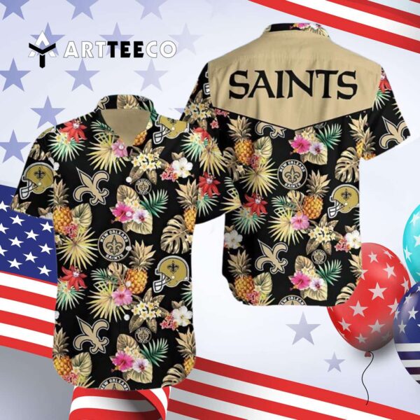 New Orleans Saints Aloha Pattern Colorful Hawaiian Shirt 4