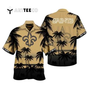 New Orleans Saints Coconut Tree Pattern Hawaiian Shirt 1