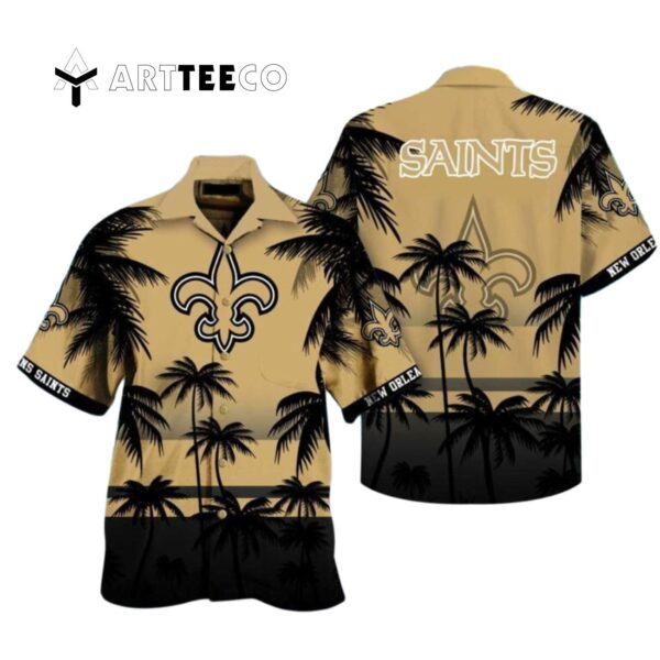 New Orleans Saints Coconut Tree Pattern Hawaiian Shirt 1
