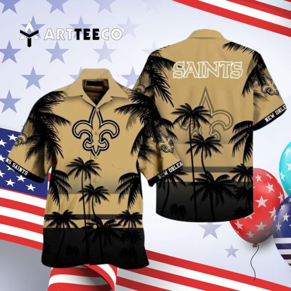 New Orleans Saints Coconut Tree Pattern Hawaiian Shirt 4