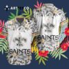 New Orleans Saints Design With Flowers And Big Logo Hawaiian Shirt 3