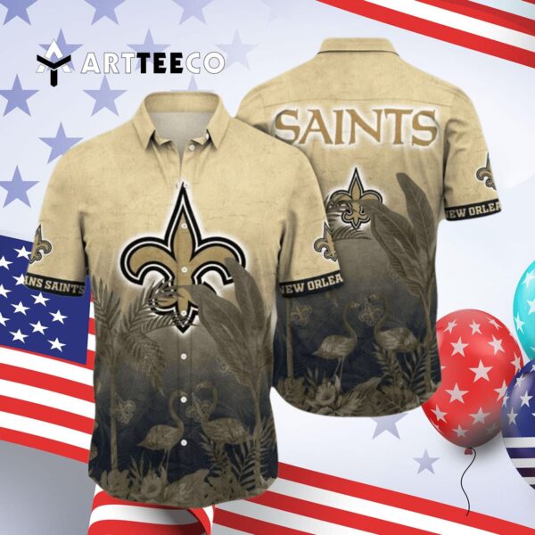 New Orleans Saints Flower Summer Hawaiian Shirt 4
