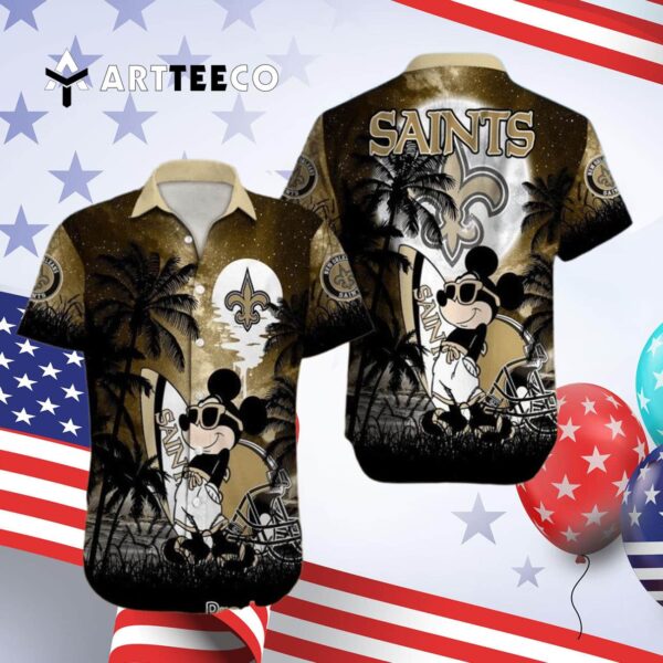 New Orleans Saints Footbal Mickey Hawaiian Shirt 4