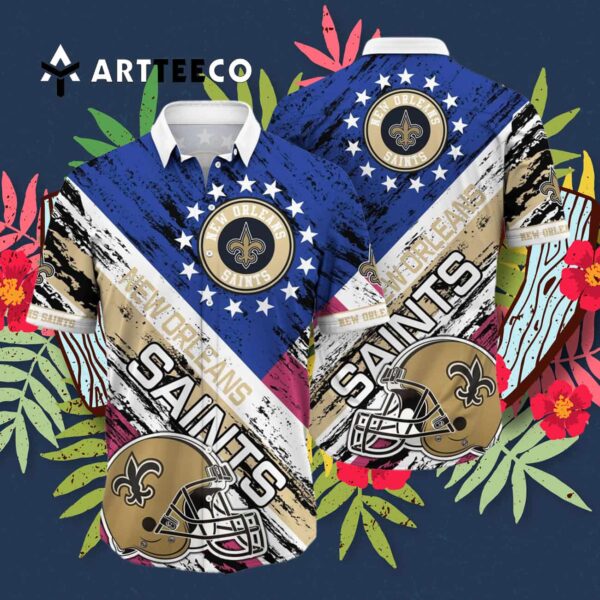 New Orleans Saints Football Helmet Hawaiian Shirt 3