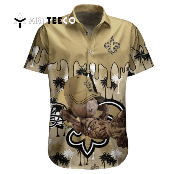 New Orleans Saints Groot Relaxing Hawaiian Shirt 1