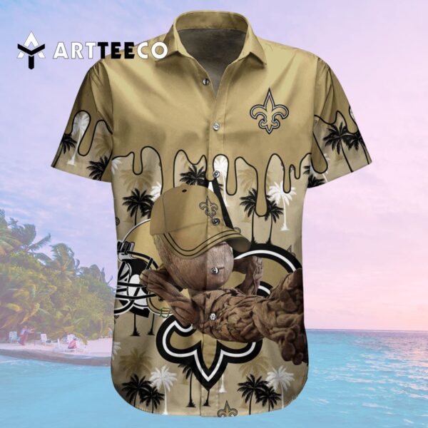 New Orleans Saints Groot Relaxing Hawaiian Shirt 2