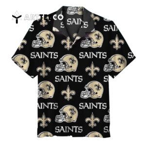 New Orleans Saints Logo Helmet Unisex Hawaiian Shirt 1