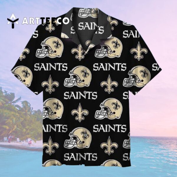 New Orleans Saints Logo Helmet Unisex Hawaiian Shirt 2