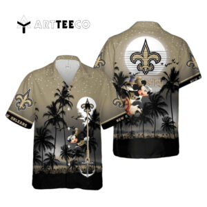 New Orleans Saints Mickey And Beach Night Hawaiian Shirt 1