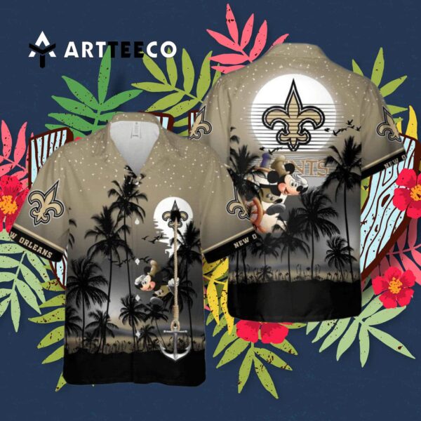 New Orleans Saints Mickey And Beach Night Hawaiian Shirt 3
