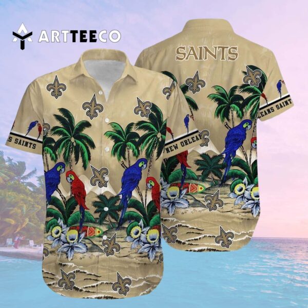 New Orleans Saints Parrot Island Hawaiian Shirt 2