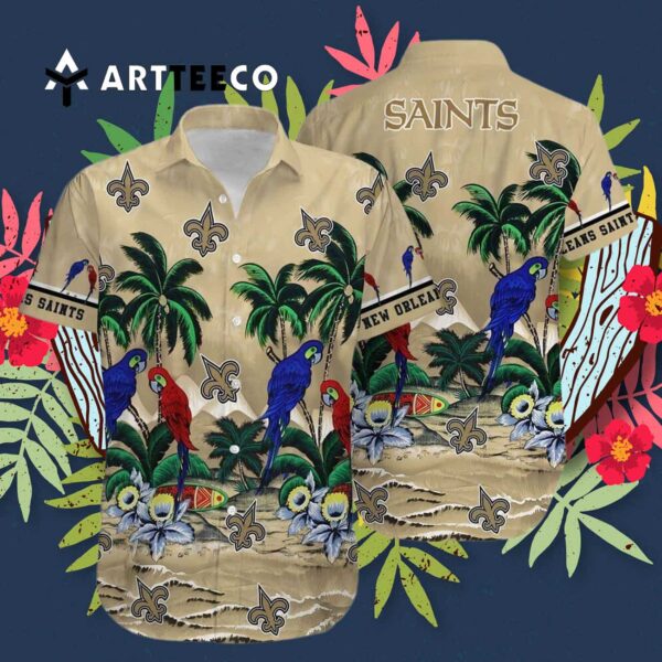 New Orleans Saints Parrot Island Hawaiian Shirt 3