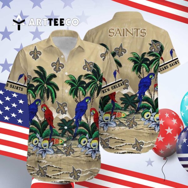 New Orleans Saints Parrot Island Hawaiian Shirt 4