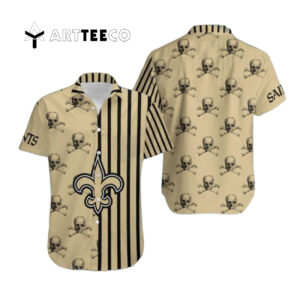 New Orleans Saints Stripes And Skull Danger Hawaiian Shirt 1