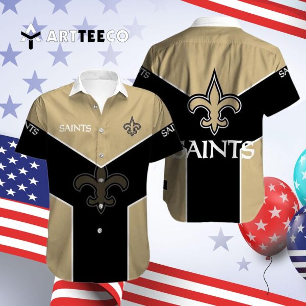 New Orleans Saints Team Logo Hawaiian Shirt 4