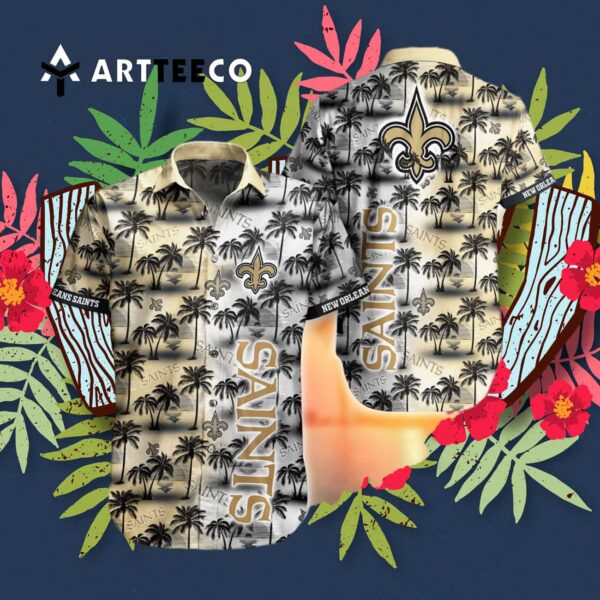 New Orleans Saints Tropical Mix Color Pattern Hawaiian Shirt 3