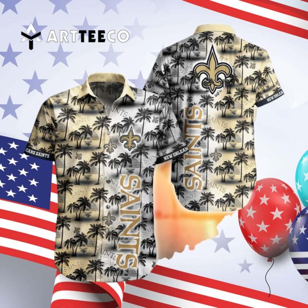 New Orleans Saints Tropical Mix Color Pattern Hawaiian Shirt 4