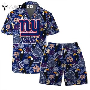 New York Giants Team Logo Pattern Champions Hawaiian Shirt and Shorts Set