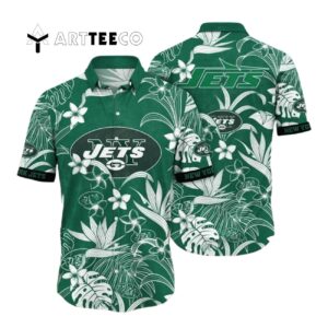 New York Jets Green Background Hawaiian Shirt 1