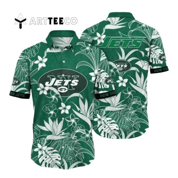 New York Jets Green Background Hawaiian Shirt 1