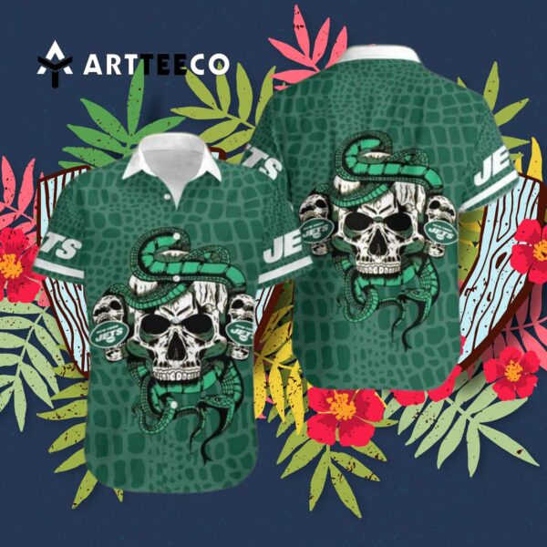 New York Jets Snake And Skull Octopus Hawaiian Shirt 3