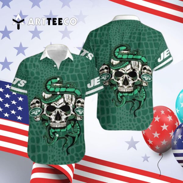 New York Jets Snake And Skull Octopus Hawaiian Shirt 4