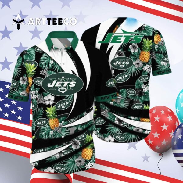 New York Jets Special Floral Style Hawaiian Shirt 4