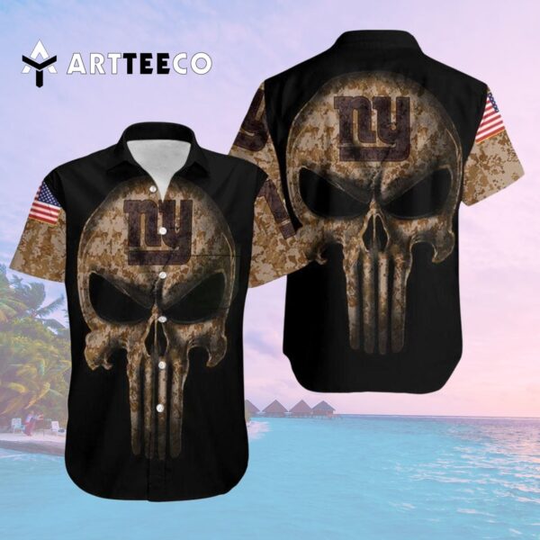 News Yorks Giants Camouflage Skull Hawaiian Shirt 2
