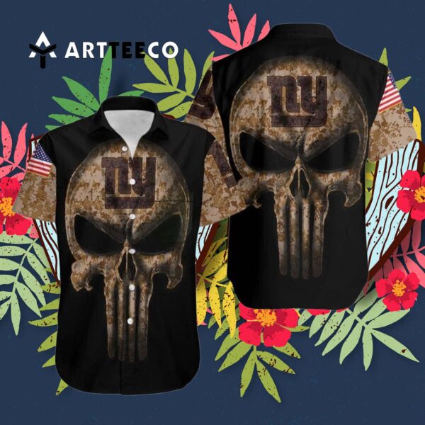 News Yorks Giants Camouflage Skull Hawaiian Shirt 3