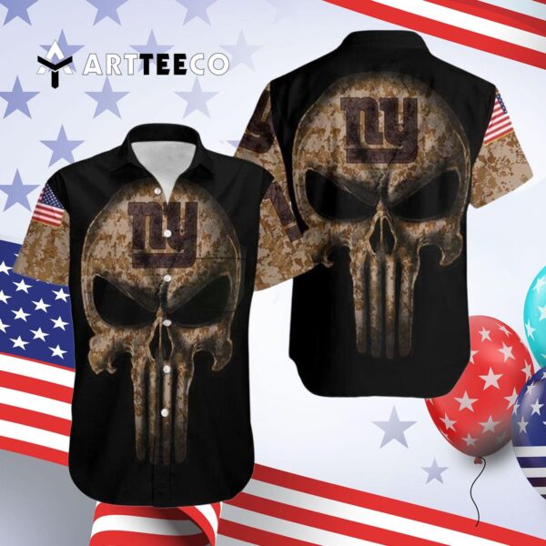 News Yorks Giants Camouflage Skull Hawaiian Shirt 4