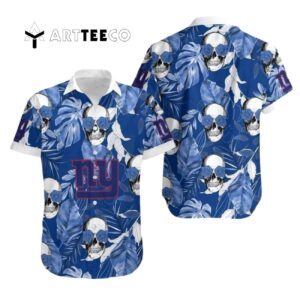 News Yorks Giants Coconut Leaves And Skulls Hawaiian Shirt 1
