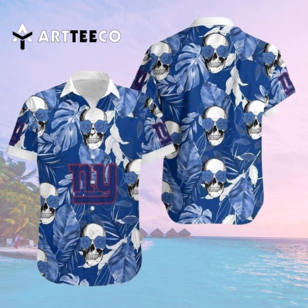 News Yorks Giants Coconut Leaves And Skulls Hawaiian Shirt 2