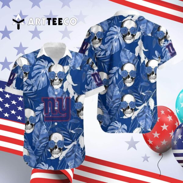 News Yorks Giants Coconut Leaves And Skulls Hawaiian Shirt 4