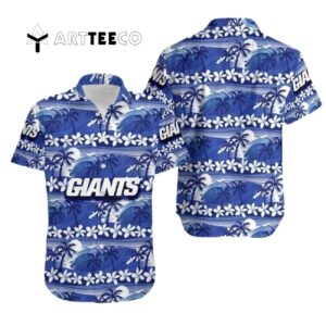 News Yorks Giants Coconut Tree And Waves Hawaiian Shirt 1