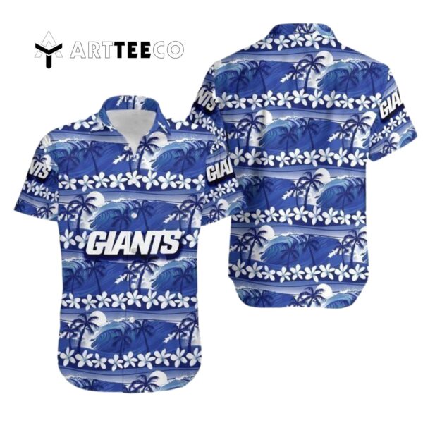 News Yorks Giants Coconut Tree And Waves Hawaiian Shirt 1