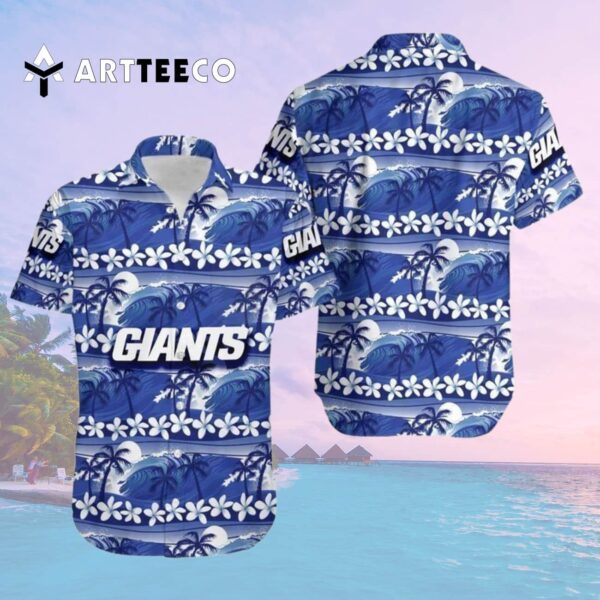 News Yorks Giants Coconut Tree And Waves Hawaiian Shirt 2