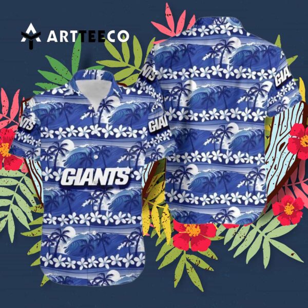 News Yorks Giants Coconut Tree And Waves Hawaiian Shirt 3