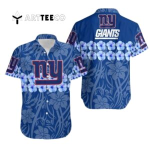 News Yorks Giants Flower And Logo Hawaiian Shirt 1