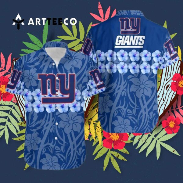 News Yorks Giants Flower And Logo Hawaiian Shirt 3