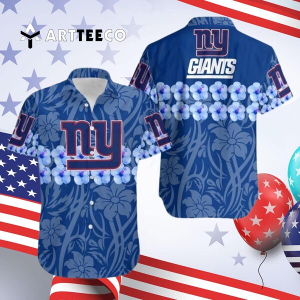 News Yorks Giants Flower And Logo Hawaiian Shirt 4