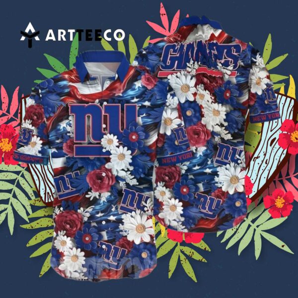 News Yorks Giants Flowers Independence Day Hawaiian Shirt 3
