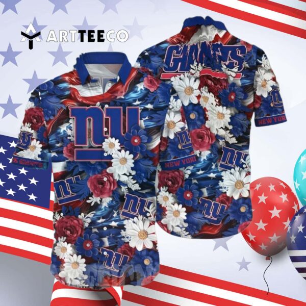 News Yorks Giants Flowers Independence Day Hawaiian Shirt 4