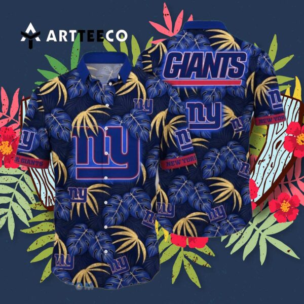 News Yorks Giants Leaves Tropical Hawaiian Shirt 3