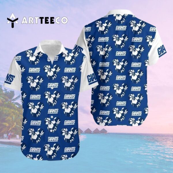 News Yorks Giants Mickey Mickey And Flowers Hawaiian Shirt 2