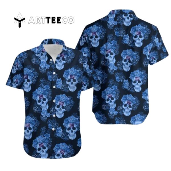 News Yorks Giants Mystery Skull And Flower Hawaiian Shirt 1