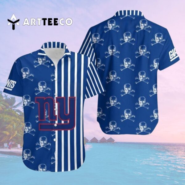 News Yorks Giants Stripes And Skull Hawaiian Shirt 2